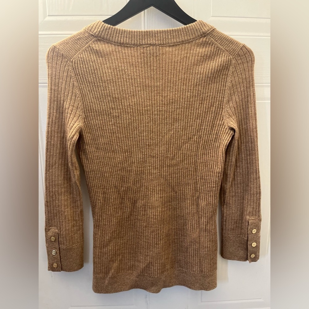 Tory Burch Merino Wool Ribbed Scoop Neck Sweater - Picture 2 of 12